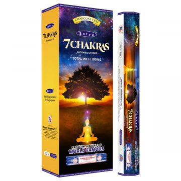 7 Chakra Incense Sticks, Satya Hex Pack - 6 Boxes x 20 Sticks